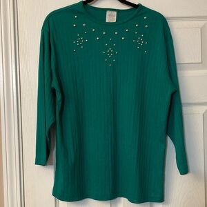 ⭐️⭐️ Green Embellished Long Sleeve Medium Shirt